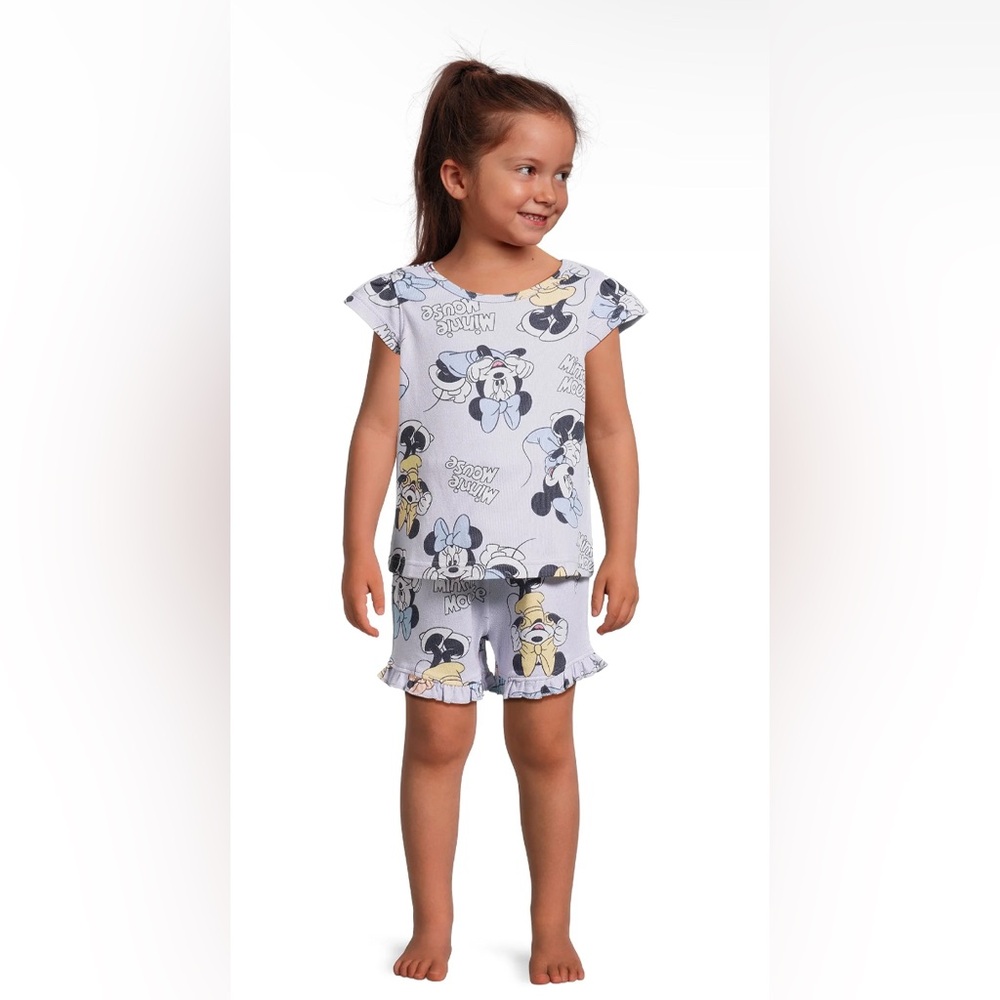 Disney Jr Minnie Mouse print short sleeve shirt w/ shorts sleepwear set/Size: 3T